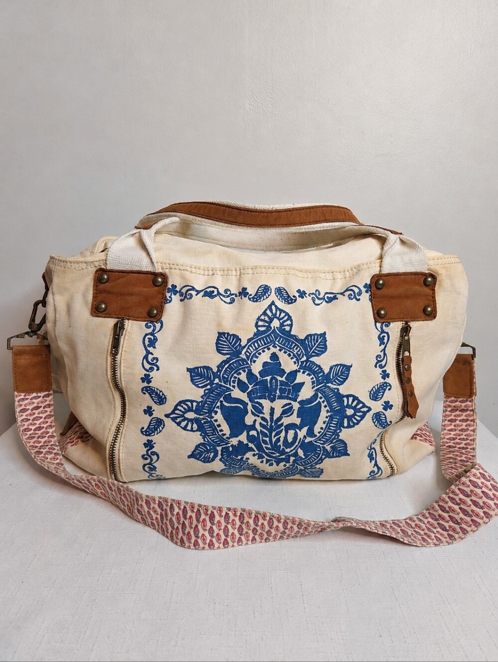 Lucky Brand Y2K Boho Ganesh Canvas Weekender Large Duffel Bag